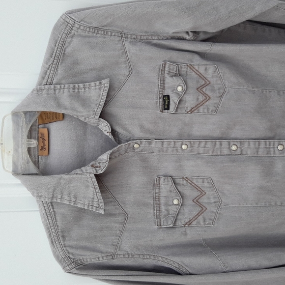 Women's Wrangler Shirt Gray Denim Large - Picture 4 of 12